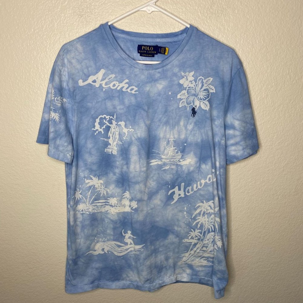 Polo Ralph Lauren Custom Slim Fit Aloha Floral Hawaiian Tee Shirt Men's Crew L